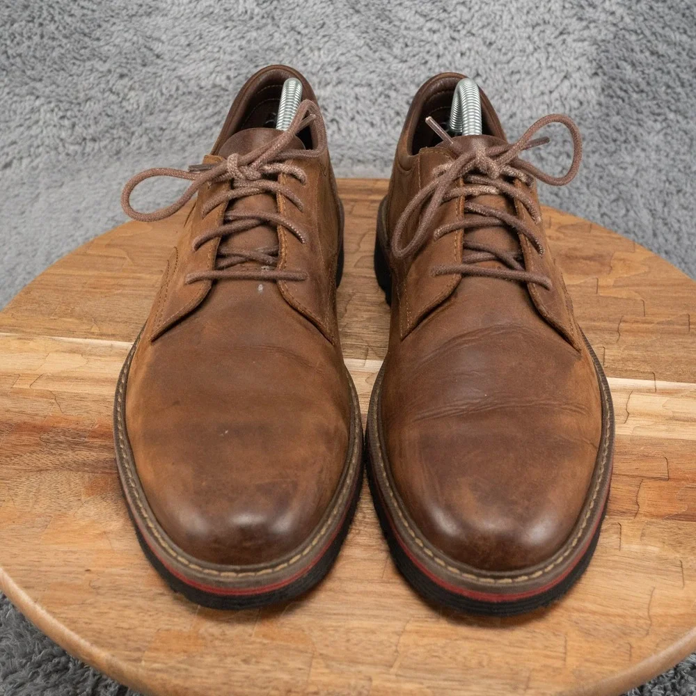 Johnston & Murphy Mens 9 M Plain Toe Shoes Brown Leather 25-6520